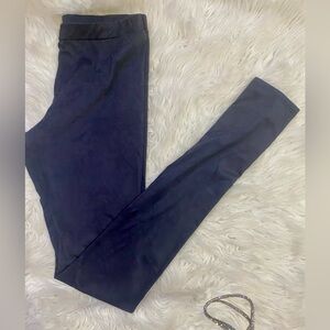 Vanilla Bay Navy Suede-Look Leggings Size Small 30” Inseam Soft Stretch Pull-On